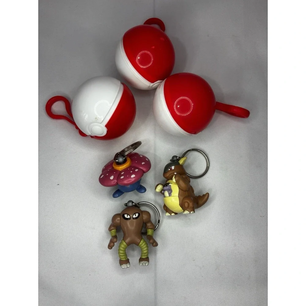 3 Vintage 1999 Pokemon Key Chains Burger King With Pokeballs